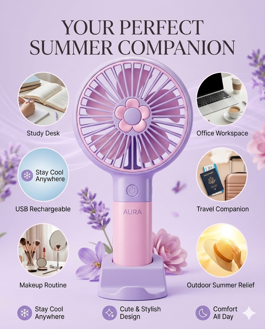 Portable Rechargeable Handheld Fan | Mini USB Cooling Fan