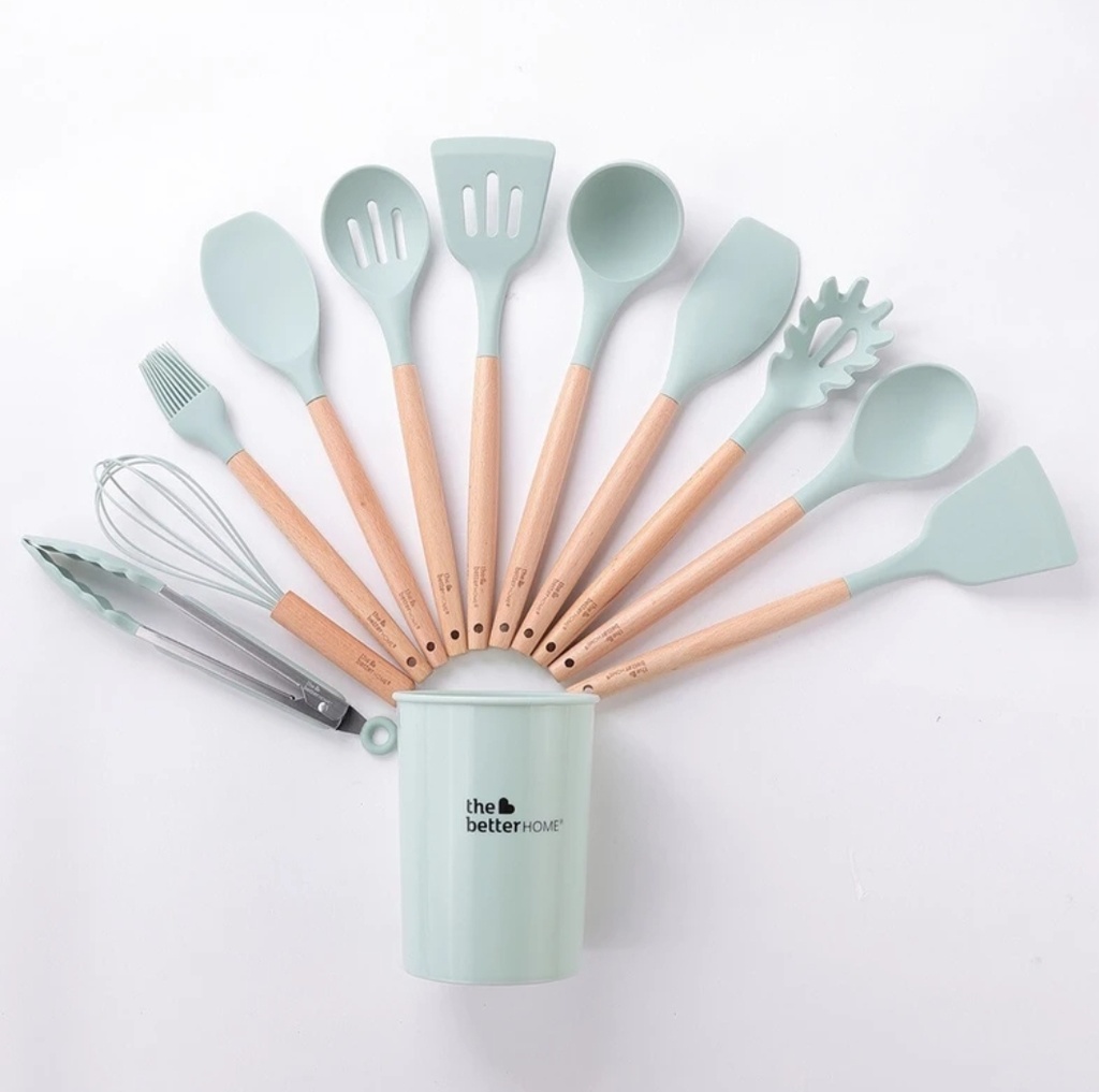 12 Pcs Silicone Kitchen Utensil Set with Holder | Non-Stick Cooking Tools Set | Heat Resistant Kitchen Accessories