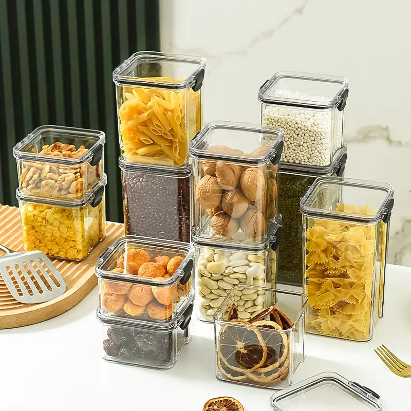 Airtight Food Storage Containers Set | BPA-Free Kitchen Storage Jars with Locking Lids | Transparent Pantry Organizers for Dry Fruits, Cereals, Pasta & Snacks